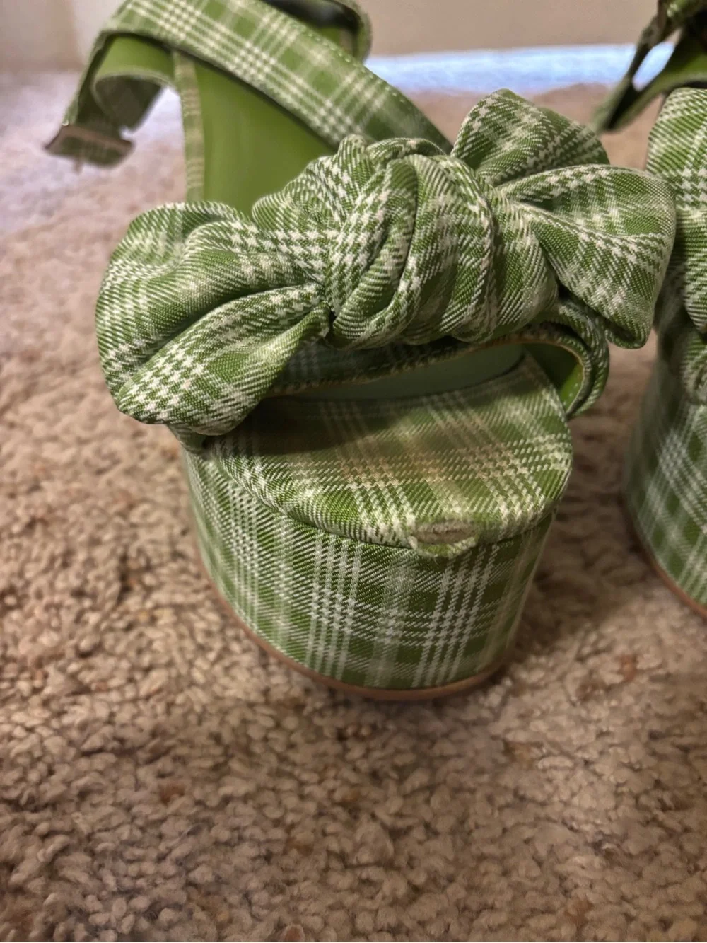 Jeffrey Campbell Green Plaid Platform Sandals